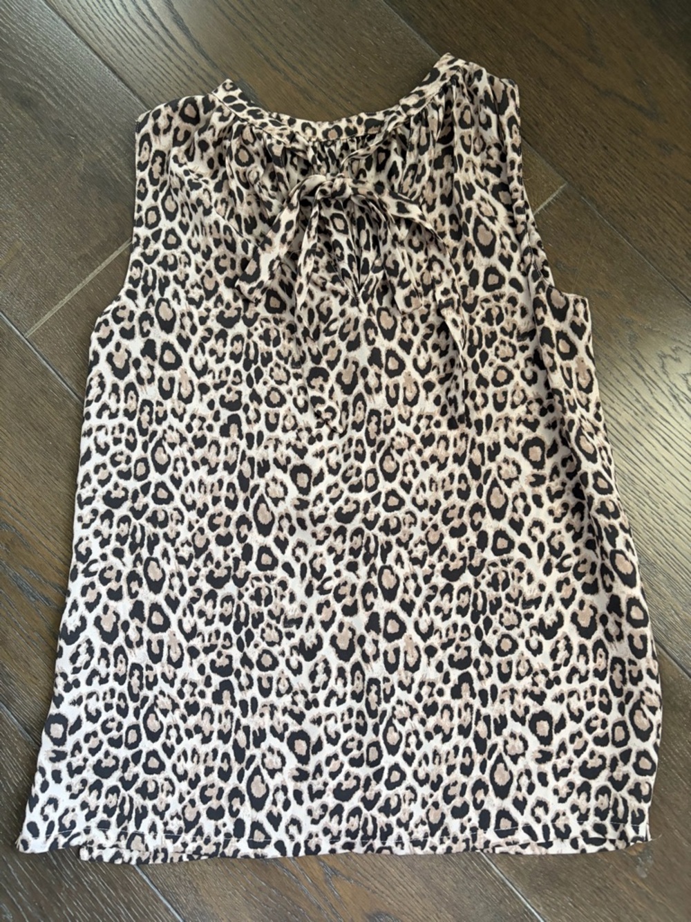 LOFT Sleeveless Leopard-Print Tie-Neck Camisole - Beige/Black